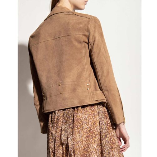 Head of the Class Isabella Gomez Tan Brown Suede Jacket - Image 4