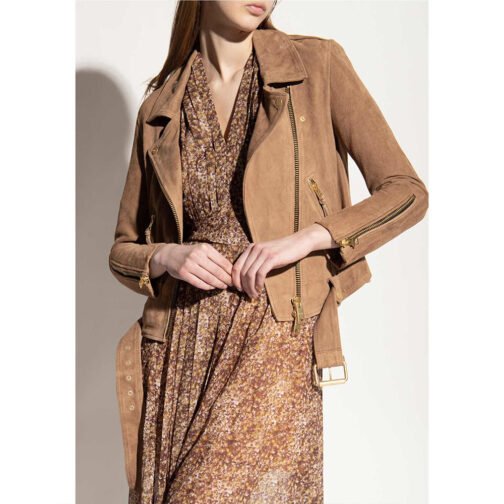 Head of the Class Isabella Gomez Tan Brown Suede Jacket - Image 3