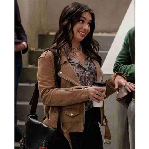 Head of the Class Isabella Gomez Tan Brown Suede Jacket - Image 2