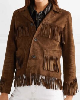 The High Note Dakota Johnson Suede Fringe Jacket