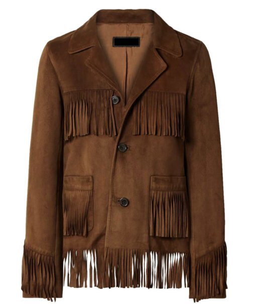 The High Note Dakota Johnson Suede Fringe Jacket - Image 4