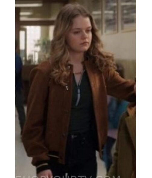 Kylie Rogers Home Before Dark Bomber Suede Leather Jacket - Image 2