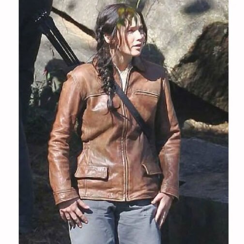 Katniss Everdeen Hunger Games Brown Leather Jacket - Image 5