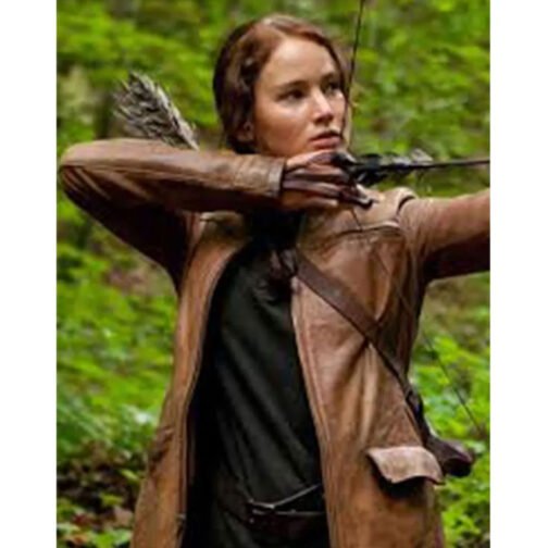Katniss Everdeen Hunger Games Brown Leather Jacket - Image 7