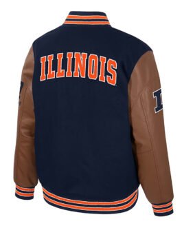 Illinois Fighting Illini Navy and Brown Letterman Jacket