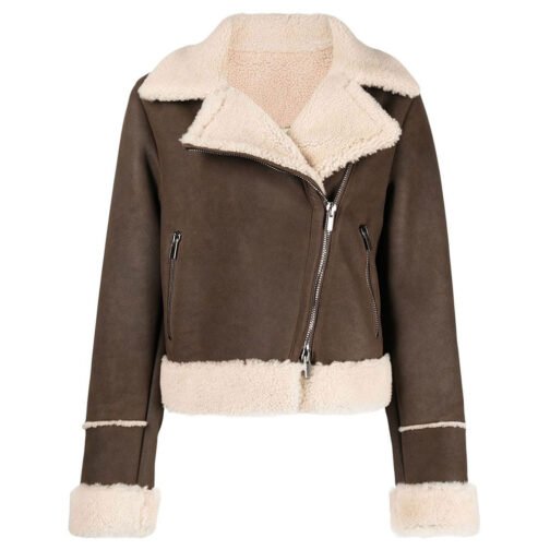 In the Dark Season 4 Lindsey Broad Suede Shearling Jacket - Image 5