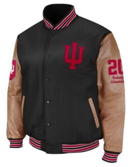 Indiana Hoosiers Letterman Varsity Black and Brown Jacket