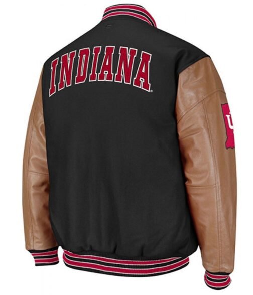 Indiana Hoosiers Letterman Varsity Black and Brown Jacket - Image 2