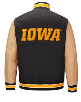 Iowa Hawkeyes Black and Brown Letterman Jacket