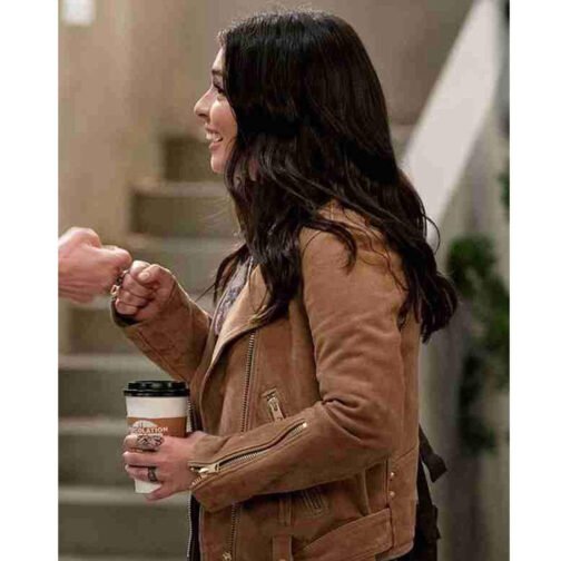 Head of the Class Isabella Gomez Tan Brown Suede Jacket - Image 6
