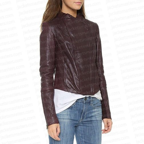 IZombie S02 Rose Mciver Burgundy Leather Jacket - Image 5
