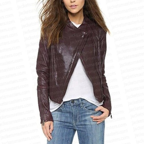 IZombie S02 Rose Mciver Burgundy Leather Jacket - Image 3