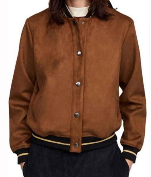 Kylie Rogers Home Before Dark Bomber Suede Leather Jacket