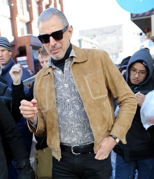 Jurassic World Dominion Jeff Goldblum Suede Bomber Jacket - Image 2