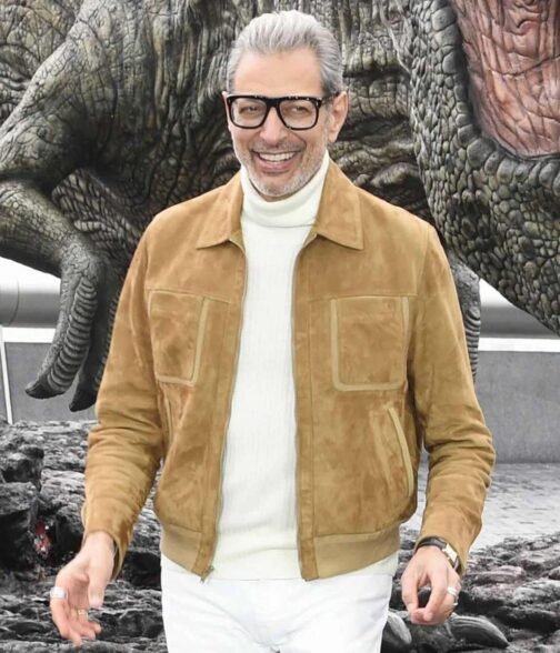 Jurassic World Dominion Jeff Goldblum Suede Bomber Jacket - Image 6