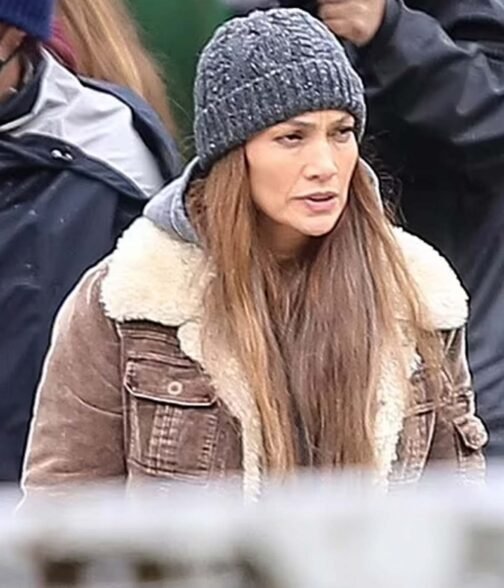 Jennifer Lopez The Mother Shearling Brown Jacket - Image 8