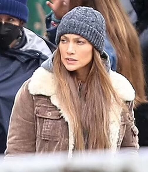 Jennifer Lopez The Mother Shearling Brown Jacket - Image 9