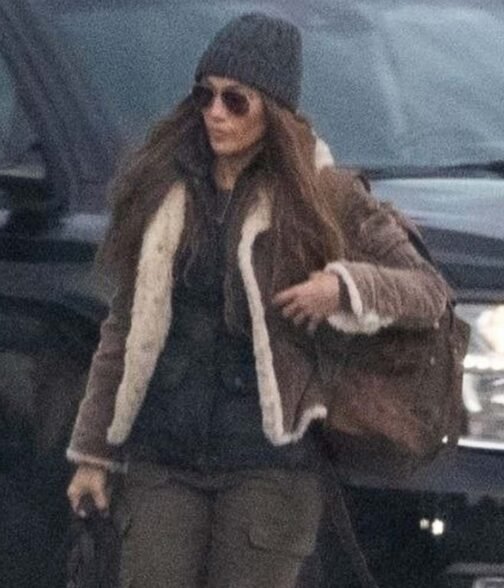 Jennifer Lopez The Mother Shearling Brown Jacket - Image 11