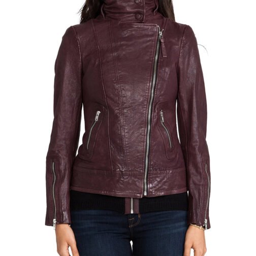 Once Upon a Time S04 Jennifer Morrison Burgundy Leather Jacket - Image 4