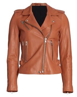 Big Sky S03 Katheryn Winnick Brown Leather Biker Jacket