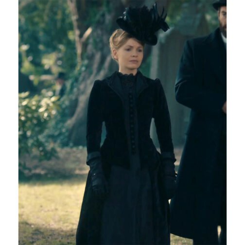 Kate Phillips Miss Scarlet and the Duke Black Velvet Coat - Image 3