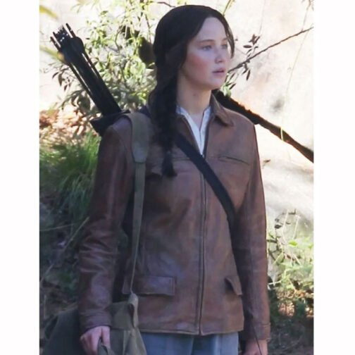 Katniss Everdeen Hunger Games Brown Leather Jacket - Image 9