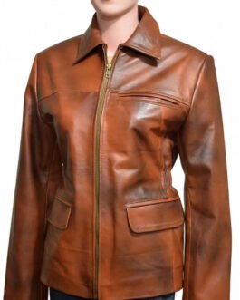 Katniss Everdeen Hunger Games Brown Leather Jacket