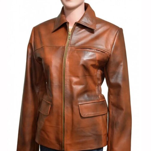 Katniss Everdeen Hunger Games Brown Leather Jacket