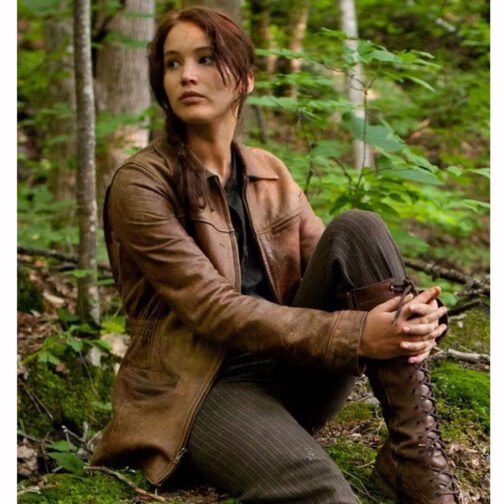 Katniss Everdeen Hunger Games Brown Leather Jacket - Image 2
