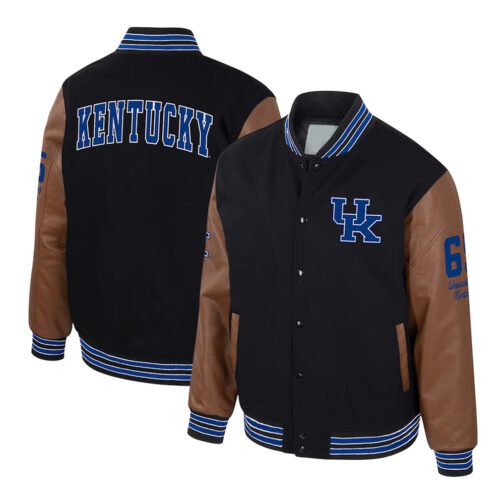Kentucky Wildcats Black and Brown Letterman Jacket - Image 3