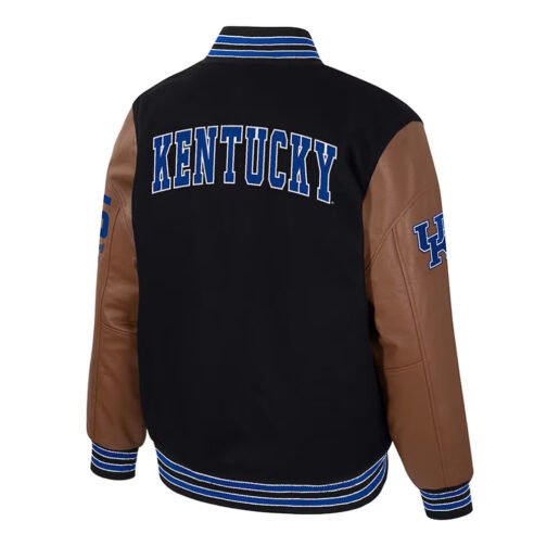 Kentucky Wildcats Black and Brown Letterman Jacket - Image 2