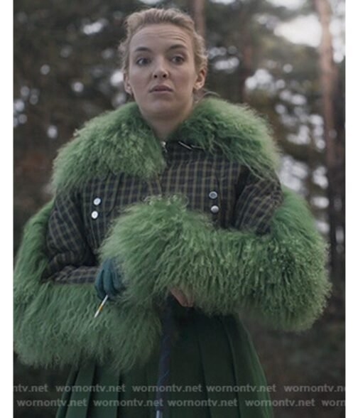 Jodie Comer Killing Eve Season 03 Fur Cropped Jacket - Image 5