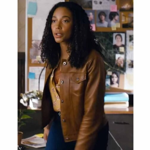 Kylie Bunbury Big Sky Season 3 Brown Leather Jacket - Image 5