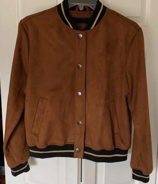 Kylie Rogers Home Before Dark Bomber Suede Leather Jacket - Image 3