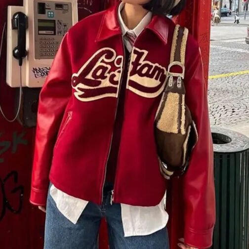 La Fam Red Varsity Jacket - Image 7