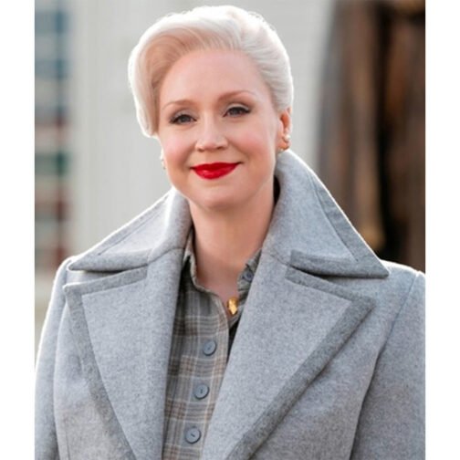 Wednesday Gwendoline Christie Gray Wool Coat - Image 4