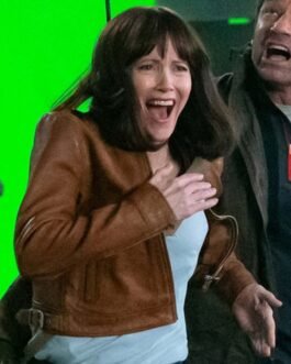 The Bubble Leslie Mann Brown Leather Jacket