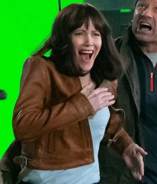 The Bubble Leslie Mann Brown Leather Jacket