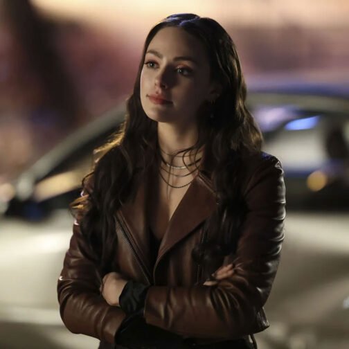 Legacies S04 Danielle Rose Russell Brown Leather Jacket - Image 6