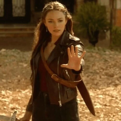 Legacies S04 Danielle Rose Russell Brown Leather Jacket - Image 5