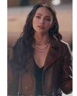 Legacies S04 Danielle Rose Russell Cropped Brown Leather Jacket