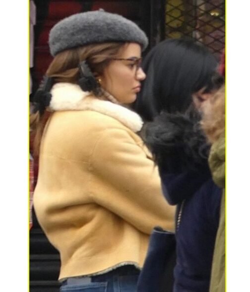 Leslie Grace Batgirl Tan Brown Shearling Leather Jacket - Image 7