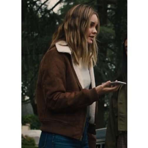 Light as a Feather Liana Liberato Suede Bomber Jacket - Image 5