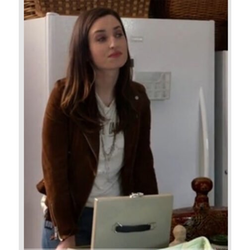 Life in Pieces Betsy Brandt Brown Suede Jacket - Image 2