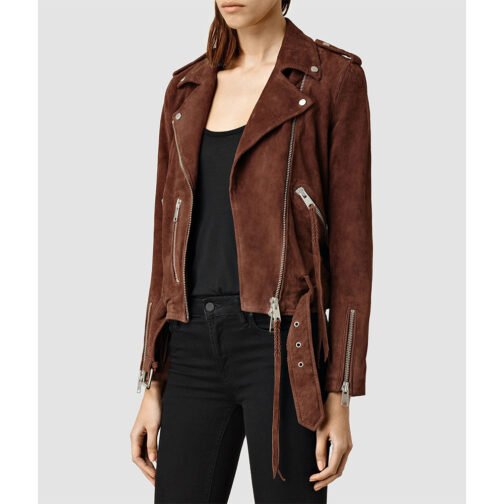 Life in Pieces Betsy Brandt Brown Suede Jacket - Image 4