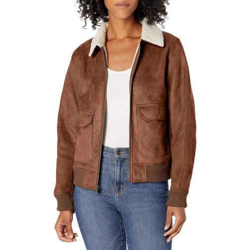 Light as a Feather Liana Liberato Suede Bomber Jacket - Image 4