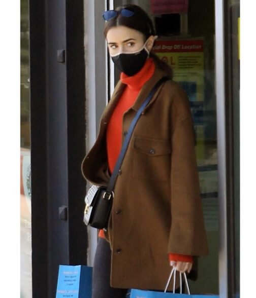 Lily Collins Emily in Paris Season 02 Brown Jacket - Image 10