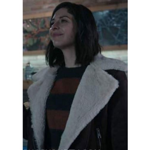 In the Dark Season 4 Lindsey Broad Suede Shearling Jacket - Image 6