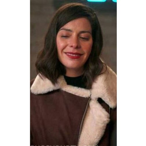In the Dark Season 4 Lindsey Broad Suede Shearling Jacket - Image 7