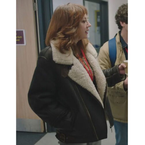 Motherland Diane Morgan Shearling Leather Jacket - Image 8